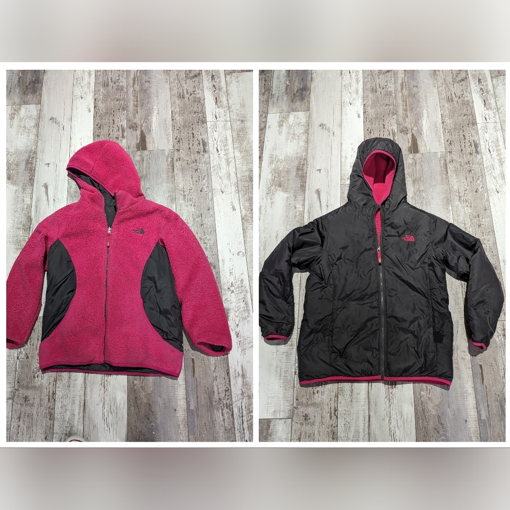 The north face jacket reversible‎ fleece nylon girls size xl